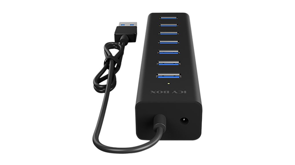 ICY BOX 7 Port USB 3.0 USB A USB 3.0 Hub, External Power Adapter Powered, 125x30x20mm