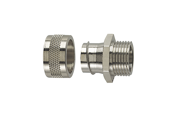 HellermannTyton Fixed External Thread Fitting, Conduit Fitting, 75mm Nominal Size, M75, Nickel Plated Brass, Metal IP54