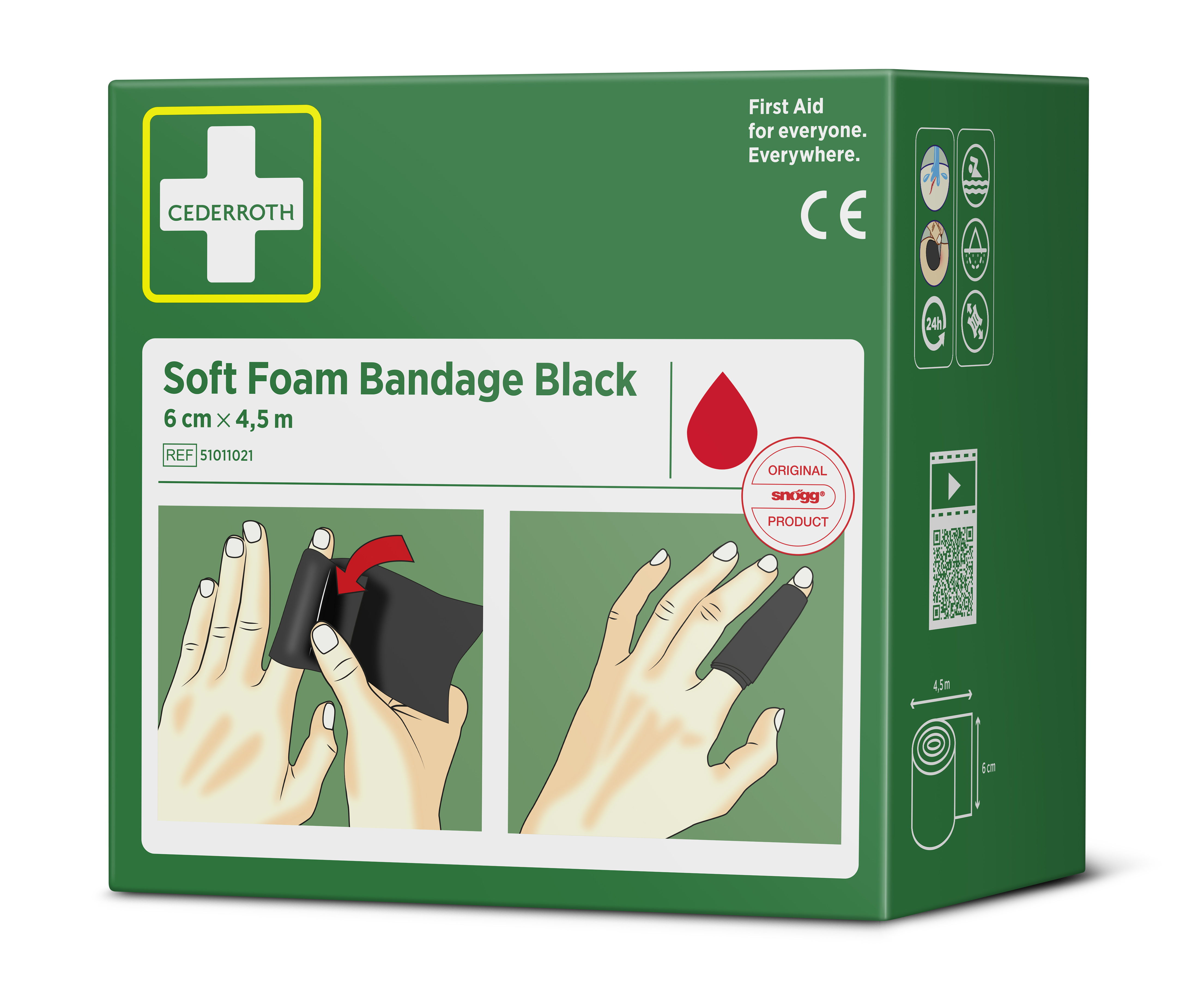 Cederroth Polyurethane Foam Black Self Adhesive Bandage, 1Box Per Package 4.5m