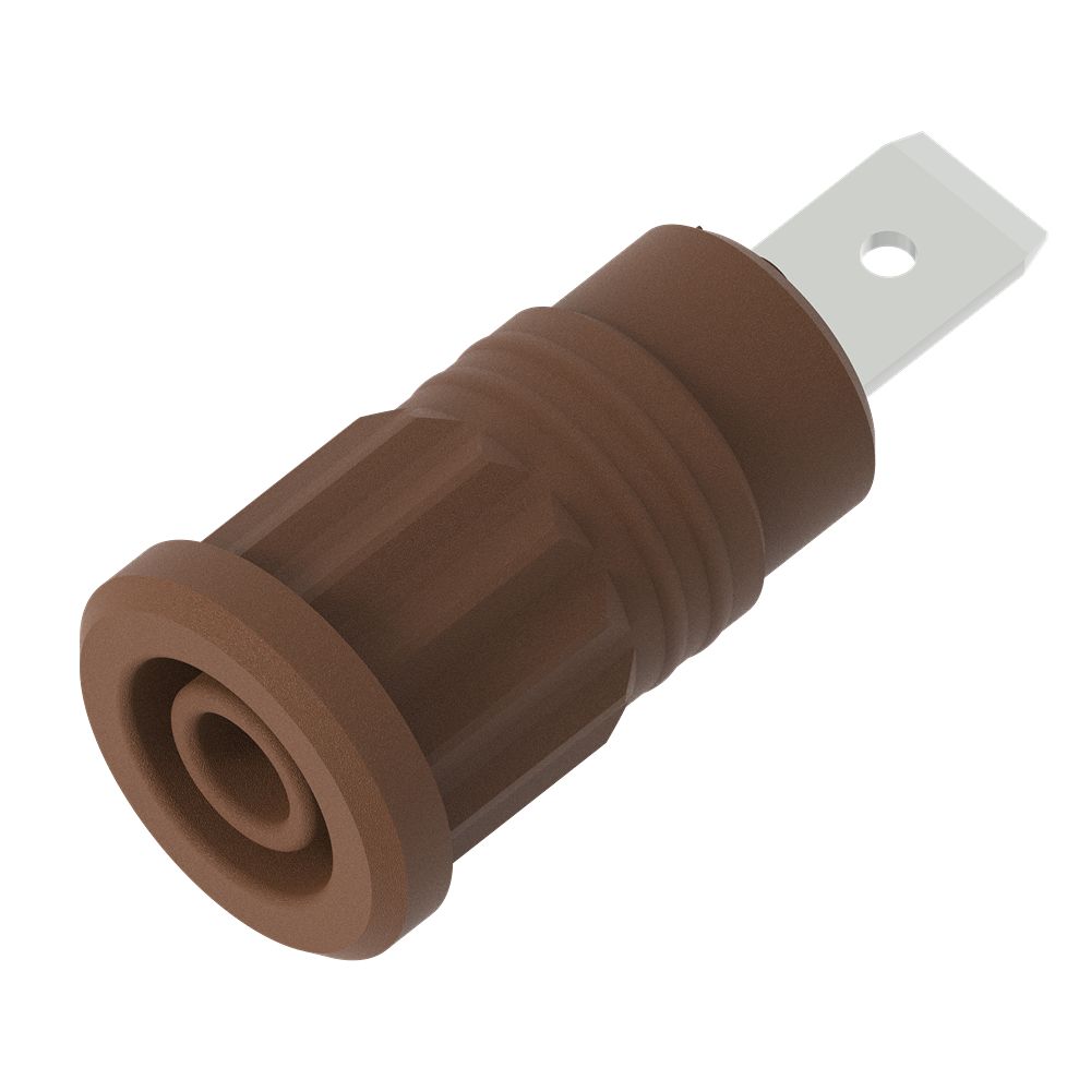 Electro PJP Brown Female Banana Socket, 4 mm Connector, Press Fit Termination, 36A, 1kV, Nickel Plating