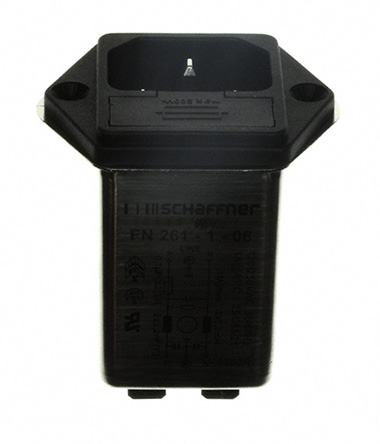 Schaffner 1A, 250 V ac Male Panel Mount IEC Filter FN261-1-06, Faston None Fuse