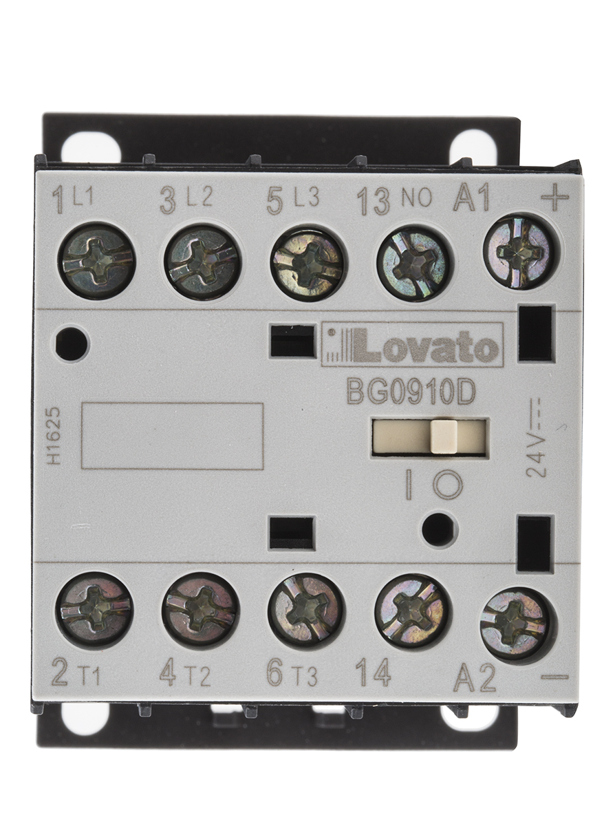 Lovato Orange BG Contactor, 24 V dc Coil, 3-Pole, 9 A, 4 kW, 3NO + 1NO, 600 V ac