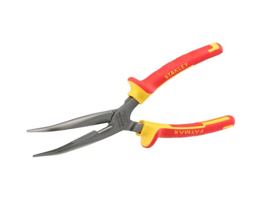 Stanley 0-84-008 4-Piece Pliers, 200 mm Overall, Bent, Flat Tip, 8in Jaw