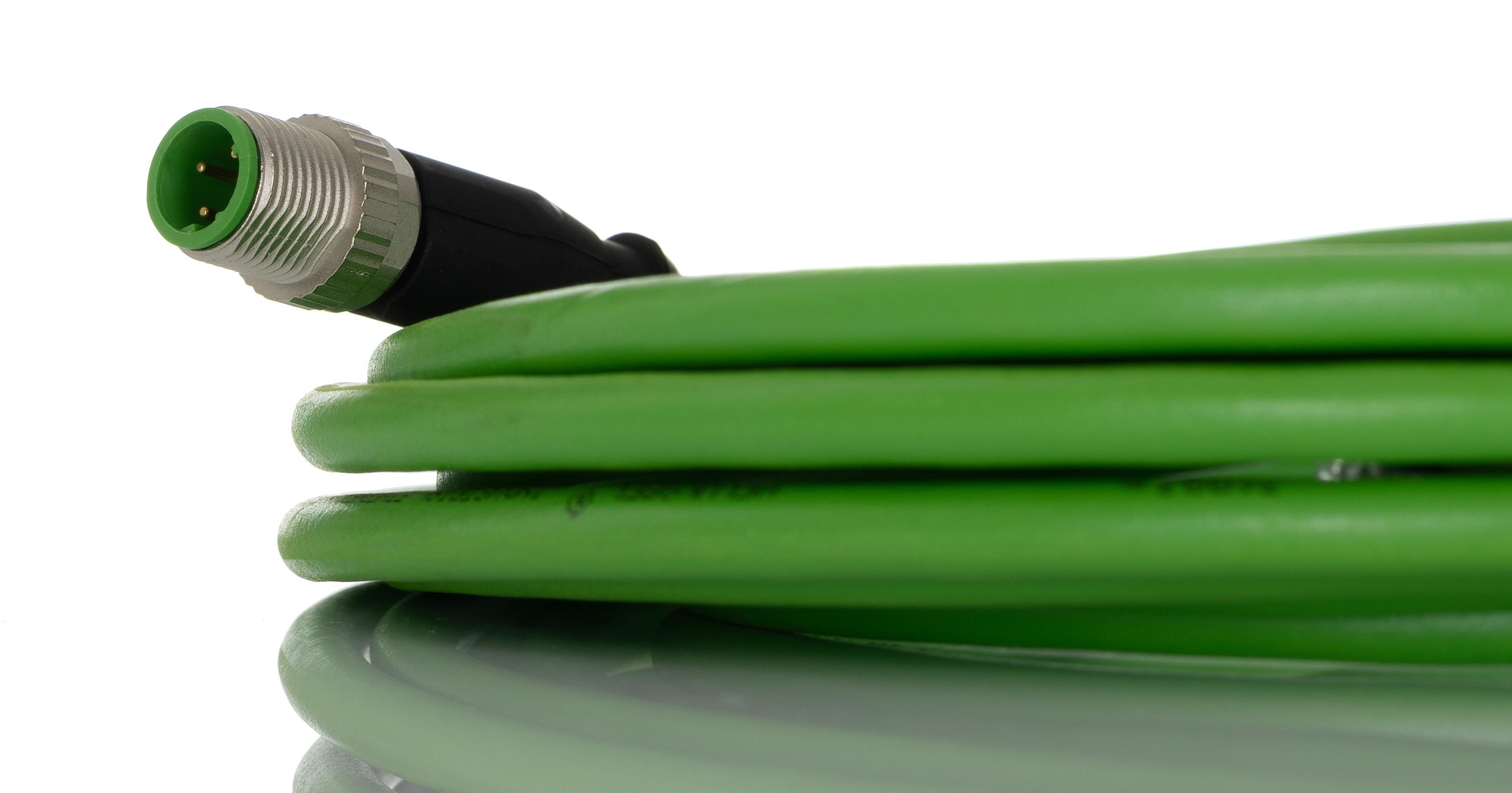 TurckRSSD-RJ45S-4416, 5m Cat5e, Green M12 to Male RJ45 Male, Aluminium foil with a braided tin-plated copper wire