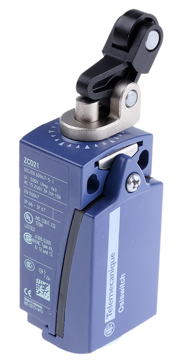 Telemecanique Sensors XCKD Series Roller Lever Plunger Limit Switch, NO/NC, IP66, IP67, DP, Zinc Alloy Housing, 240V ac