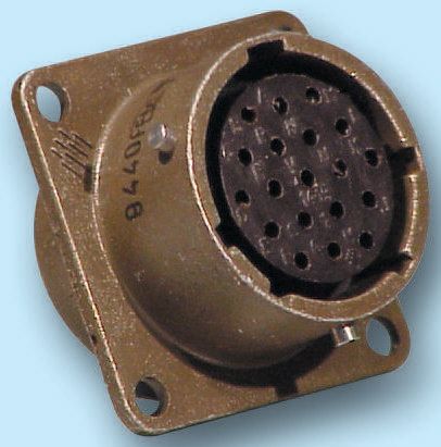 Glenair, Copper Alloy 6 Way Box Mount MIL Spec Circular Connector Receptacle, Pin Contacts,Shell Size 10, MIL-DTL-26482