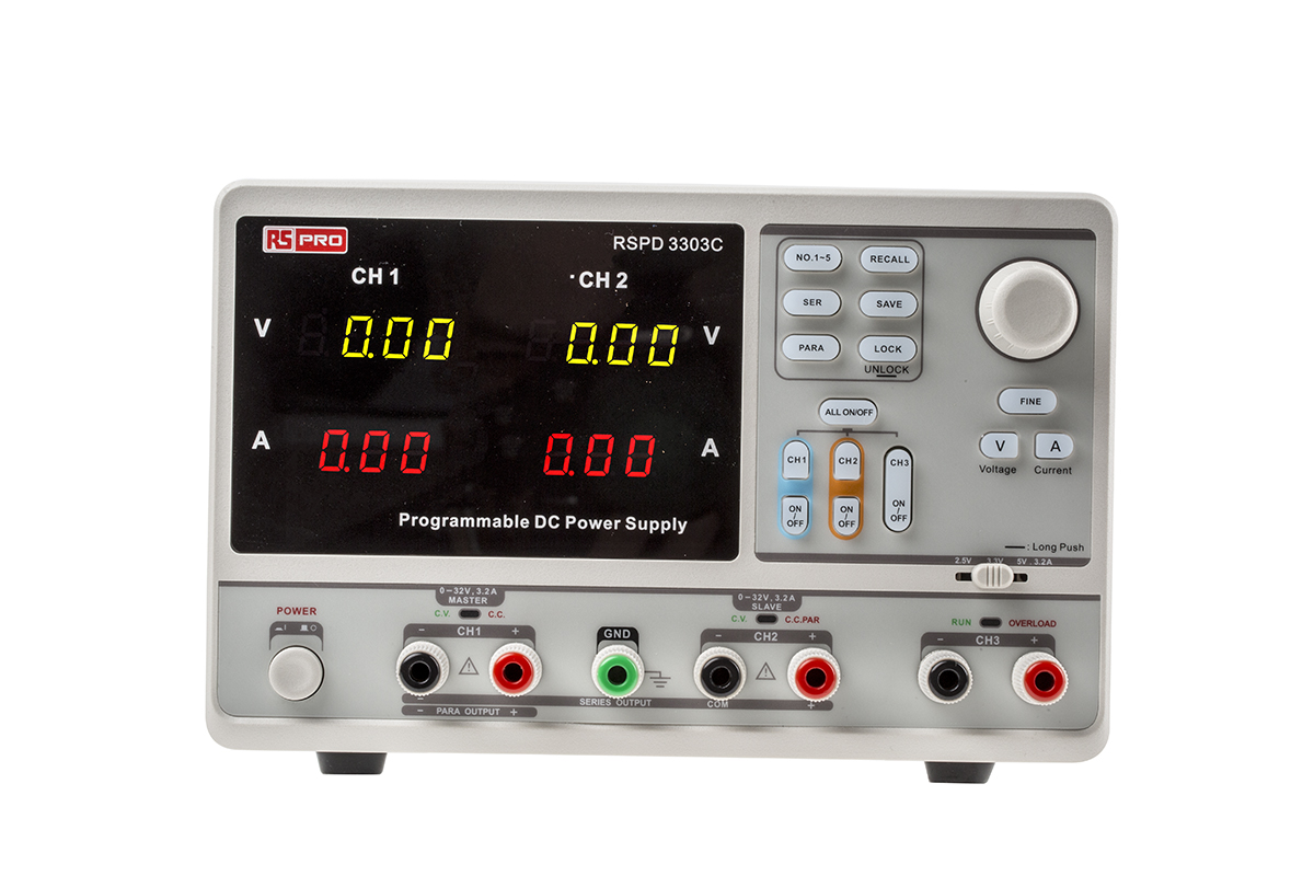 RS PRO Digital Bench Power Supply, 2 x 0 → 32V, 3.2A, 3-Output, 220W - UKAS Calibrated