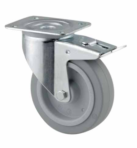 Tente Braked Swivel Castor Wheel, 400kg Capacity, 200mm Wheel