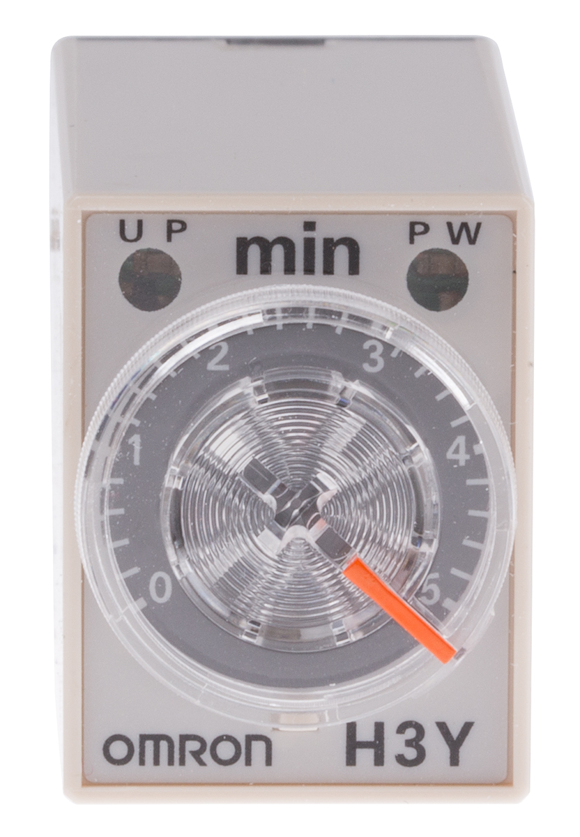 Omron H3Y-4 Series DIN Rail, Surface Mount Timer Relay, 24V ac, 4-Contact, 0.2 → 5min, 1-Function, 4PDT