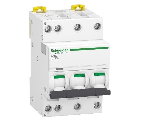 Schneider Electric Acti 9 Acti9 iDT40N MCB, 3+N, 25A Curve C, 400V AC