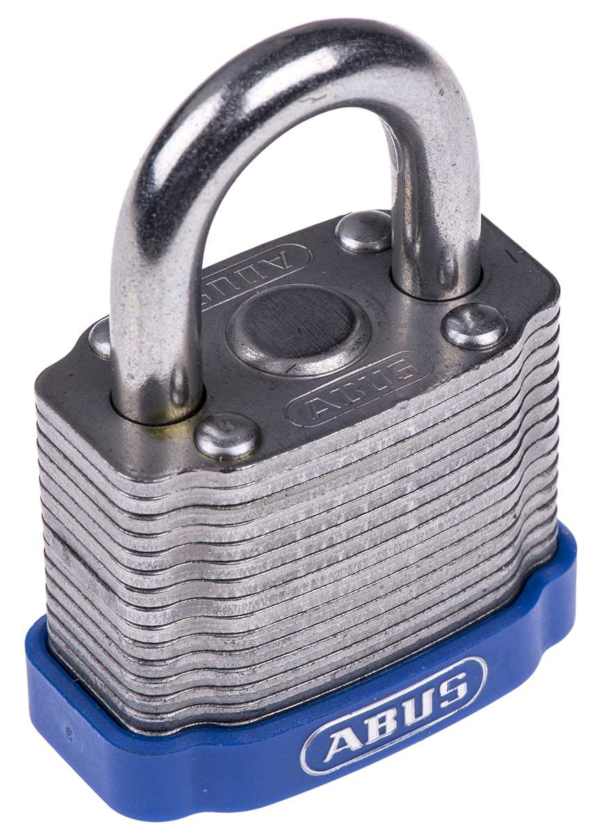 ABUS Key Weatherproof Steel Padlock, 6.7mm Shackle, 44mm Body