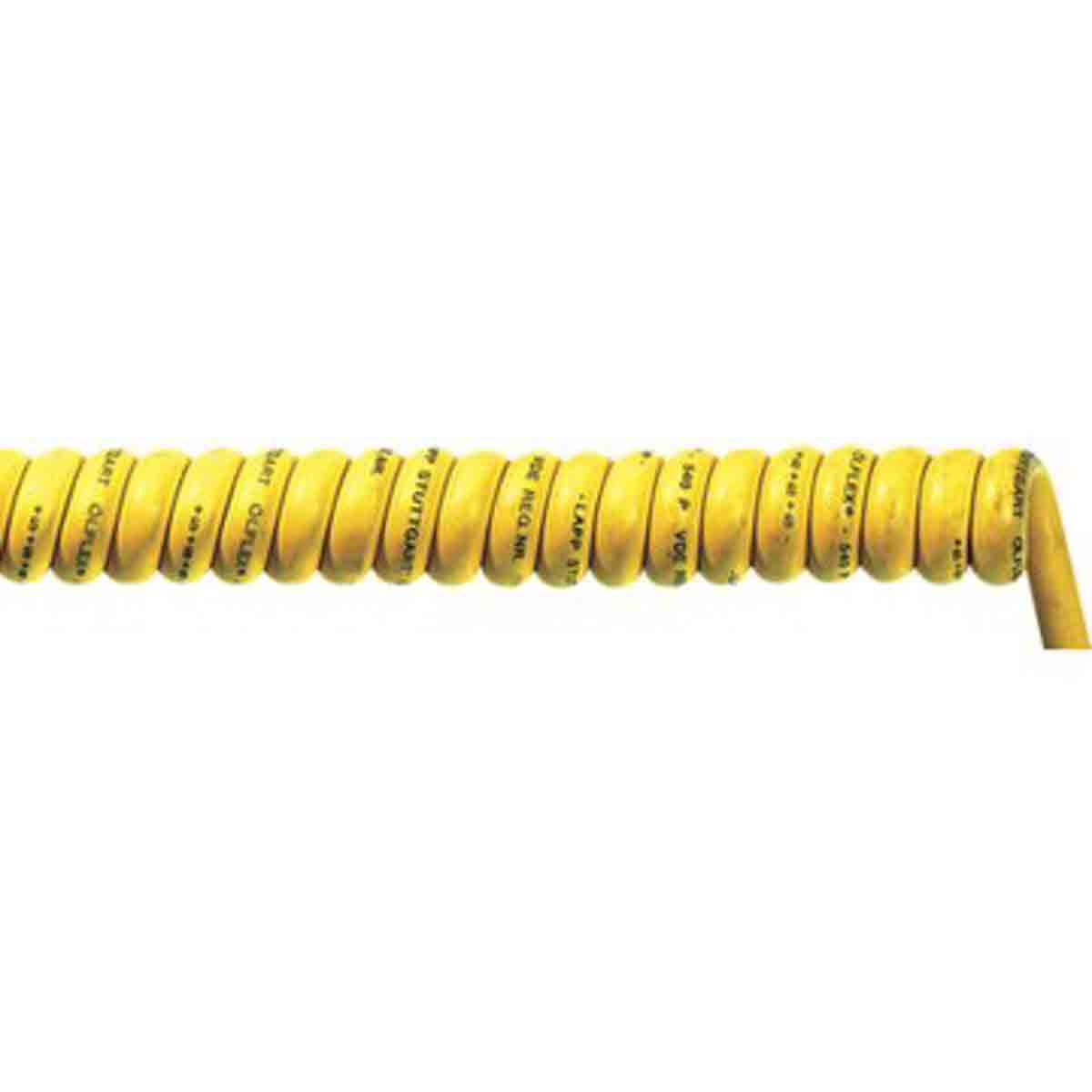 Lapp ÖLFLEX Coiled 1 mm² 3 Core Power Cable, Yellow Polyurethane PUR, 600mm