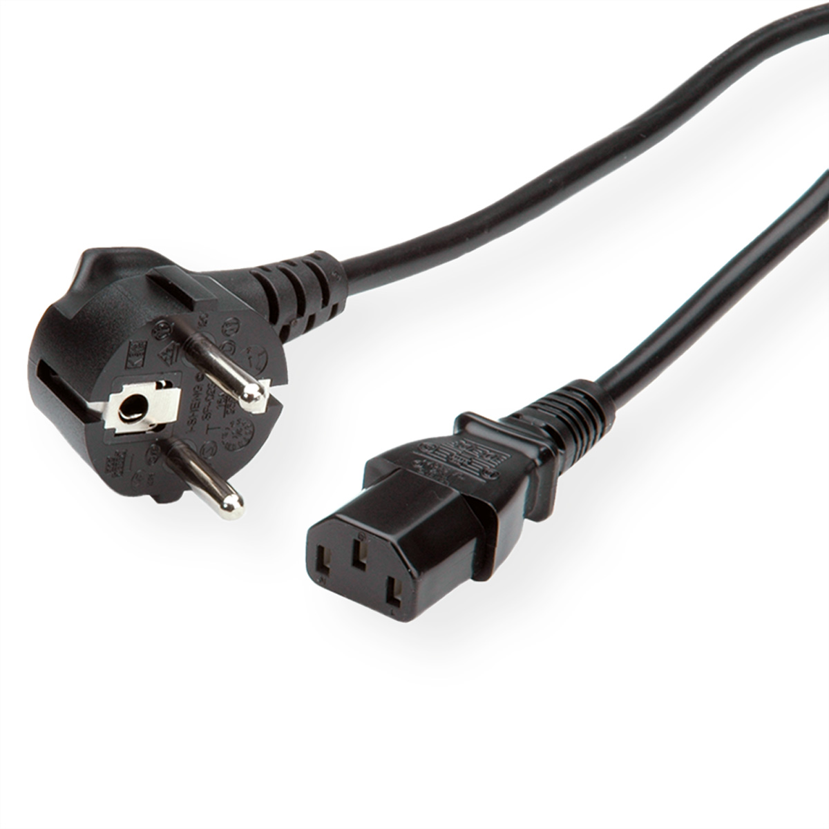Roline Straight CEE 7/7 Plug to Straight IEC C13 Socket Power Cable, 1.8m