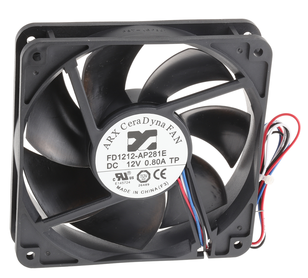 ARX CeraDyna Series Axial Fan, 12 V dc, DC Operation, 223m³/h, 10.2W, 850mA Max, 120 x 120 x 25mm