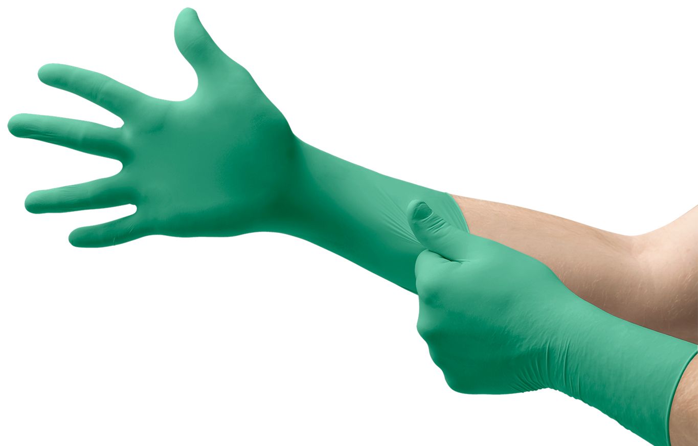Ansell 92-605 Green Powder-Free Nitrile Disposable Gloves, Size L, 100 per Pack
