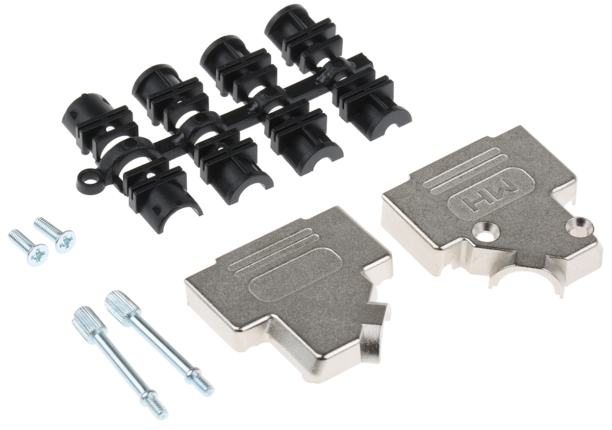 MH Connectors MHD45ZK Series Zinc Angled D Sub Backshell, 15 Way, Strain Relief