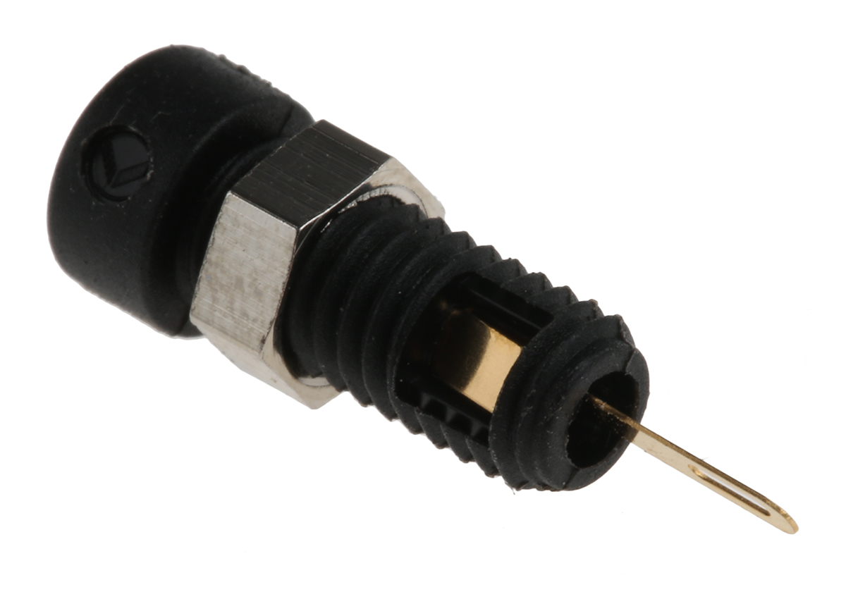 Hirschmann Test & Measurement Black Female Banana Socket, 2mm Connector, Solder Termination, 6A, 60V dc, Gold, Nickel