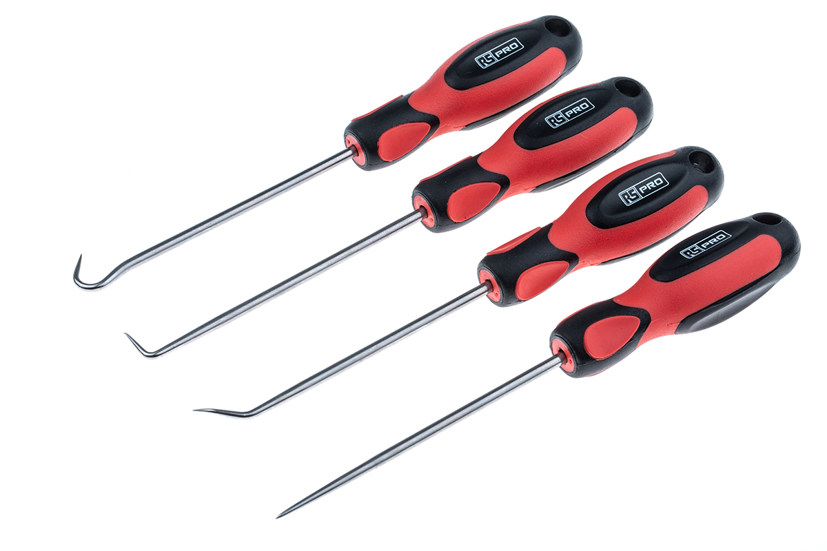 RS PRO 4 Piece Hook & Pick Set with Case