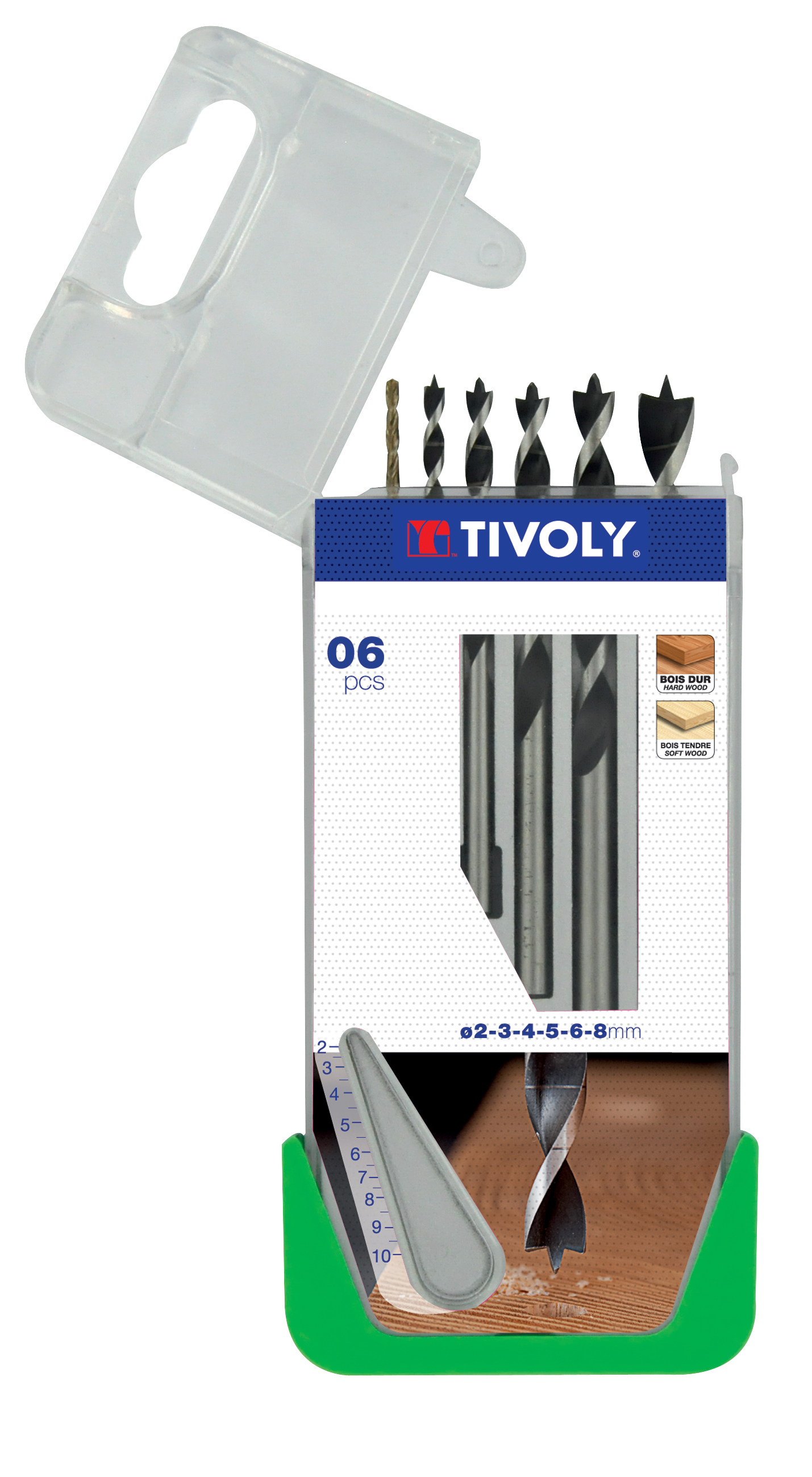 Tivoly 6-Piece Wood Drill Bit Set for Wood, 8mm Max, 2mm Min