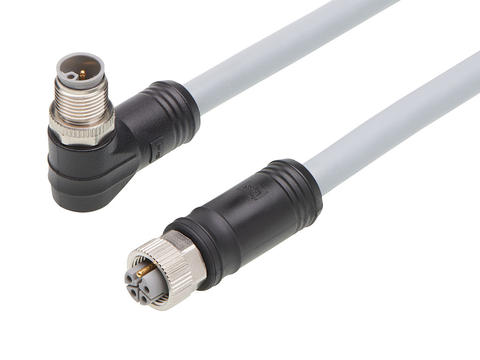 Brad from Molex Cordset, 5 Contacts, Cable, M12 Connector, Plug, Socket, Female/Male, IP67, 120501 Series