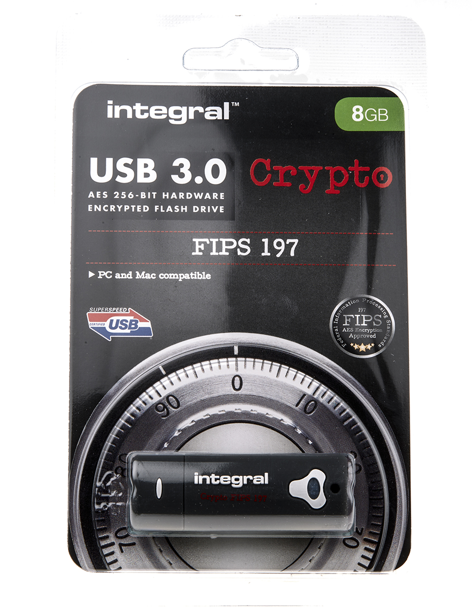 Integral Memory Crypto 8 GB USB 3.0 Hardware Encrypted Flash Drive