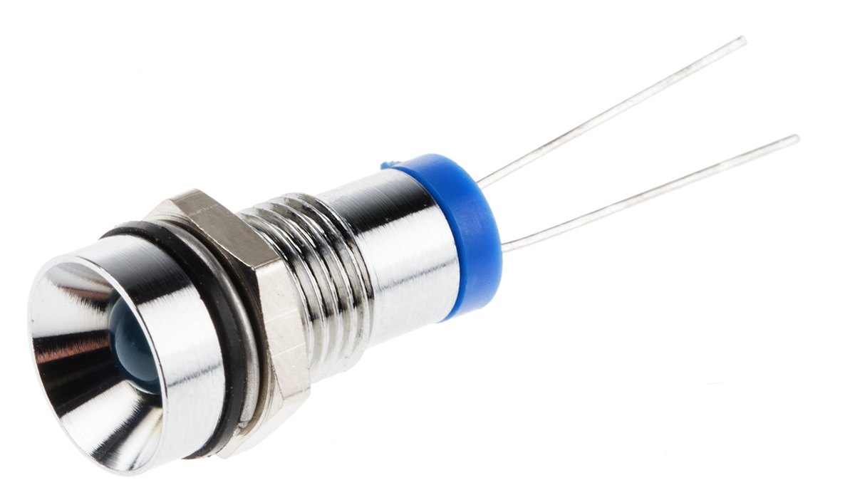 RS PRO Blue Panel Mount Indicator, 2V dc, 8mm Mounting Hole Size, IP67