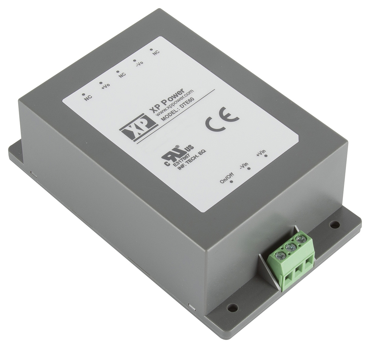 XP Power DTE60 DC-DC Converter, 12V dc/ 5A Output, 9 → 36 V dc Input, 60W, Chassis Mount, +85°C Max Temp -40°C