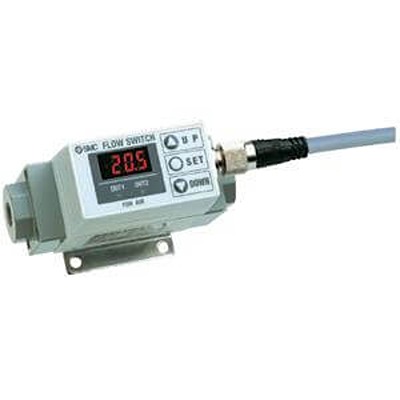 SMC PF2A Series Digital Flow Switch Flow Sensor for Air, 2.5 L/min Min, 52.5 L/min Max