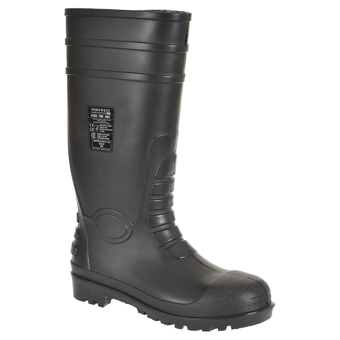 Portwest FW95 Black Steel Toe Capped Unisex Safety Wellingtons, EU 47