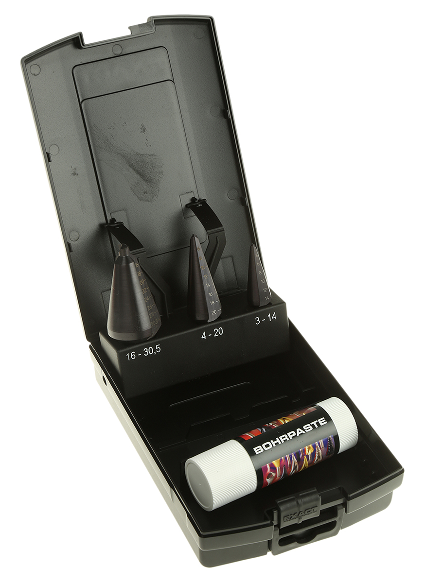 EXACT 4-Piece Cone Cutter Set for Metal, 30.5mm Max, 3mm Min, HSS Bits