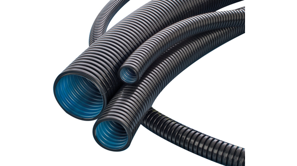PMA Uster Corrugated Loom Tubing Conduit, 11.8mm Nominal Diameter, Polyamide 6, Black