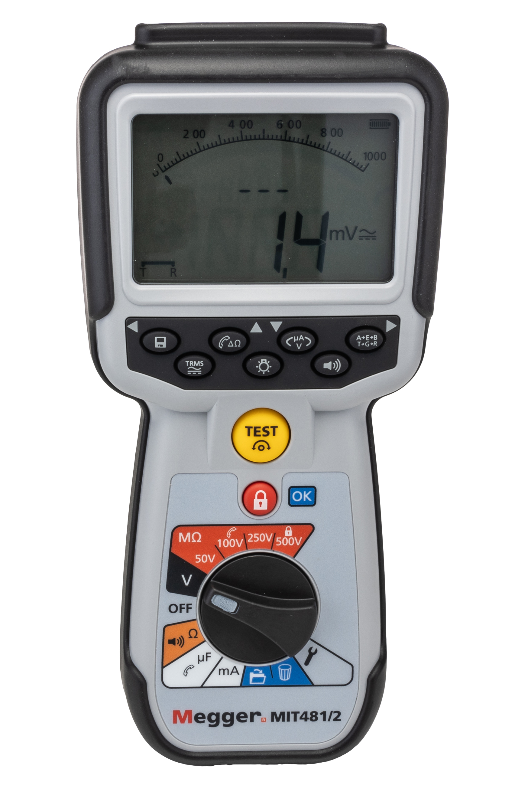 Megger MIT481 Insulation Tester, 50V Min, 500V Max, 200GΩ Max, CAT IV - RS Calibration