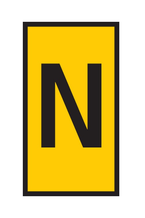 HellermannTyton WIC Snap On Clip On Cable Marker, Yellow, Pre-printed "N", 4.3 → 5.3mm Cable, 561-03144