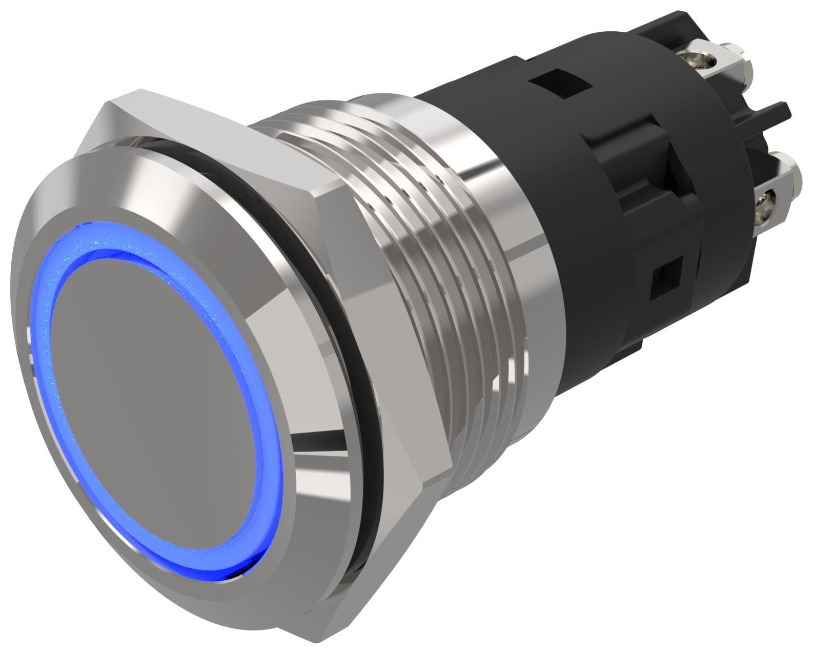 EAO 82 Series Illuminated Illuminated Push Button Switch, Momentary, Panel Mount, 19mm Cutout, SPDT, Blue LED, 240V,