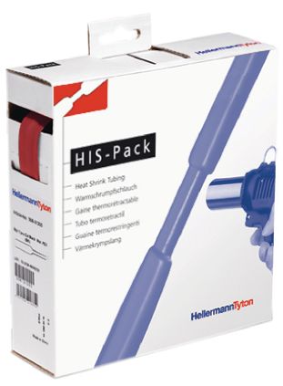HellermannTyton Heat Shrink Tubing, Black 3.2mm Sleeve Dia. x 10m Length 2:1 Ratio, HIS-PACK Series