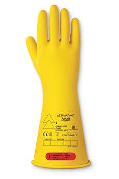 Ansell RIG014Y Yellow Latex Electrical Insulating Gloves, Size 9, Latex Coating