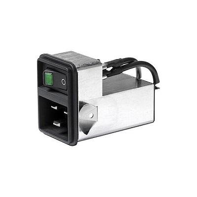 Schurter Plug IEC Filter 2 Pole 3-136-813, Quick Connect Terminals 6.3 x 0.8 mm None Fuse
