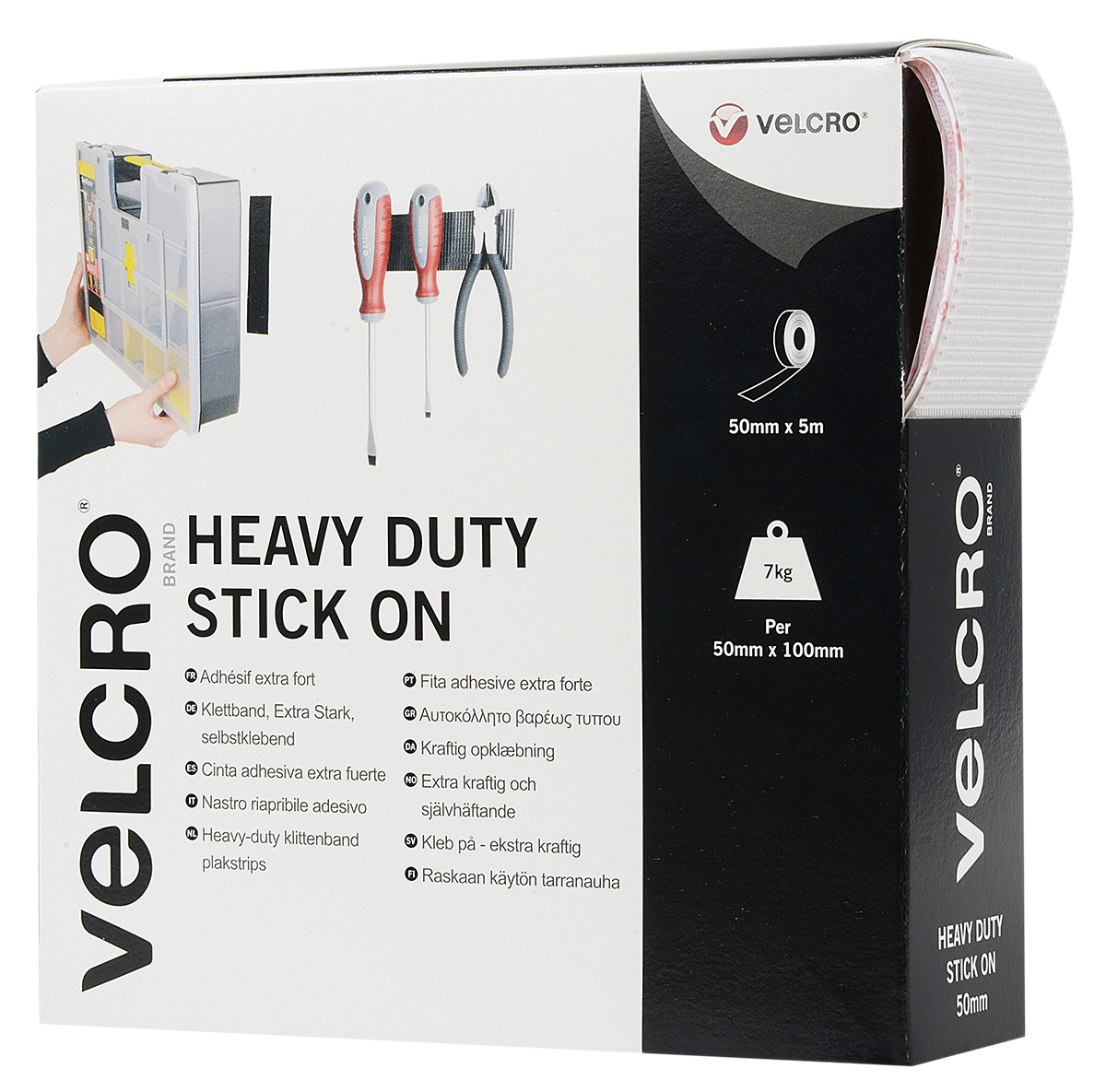 Velcro White Hook & Loop Tape, 50mm x 5m