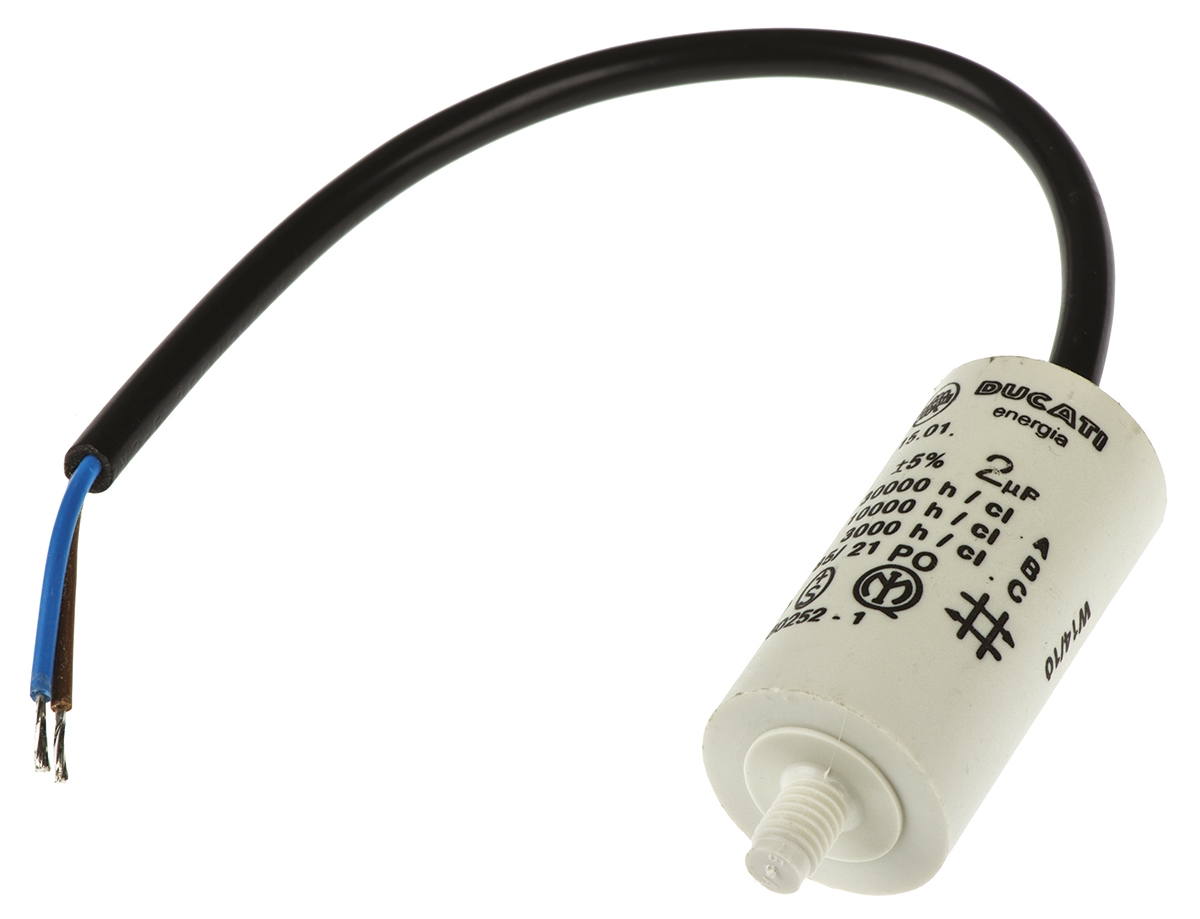 Ducati Energia 4.16.15 Polypropylene Film Capacitor, 400 → 500V ac, ±5%, 2μF, Stud Mount