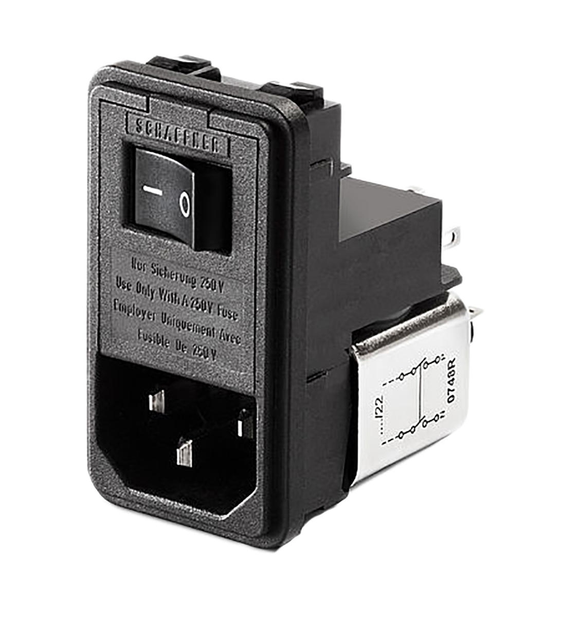 Schaffner,2A,250 V ac Male Snap-In IEC Filter FN380-2/21,Solder