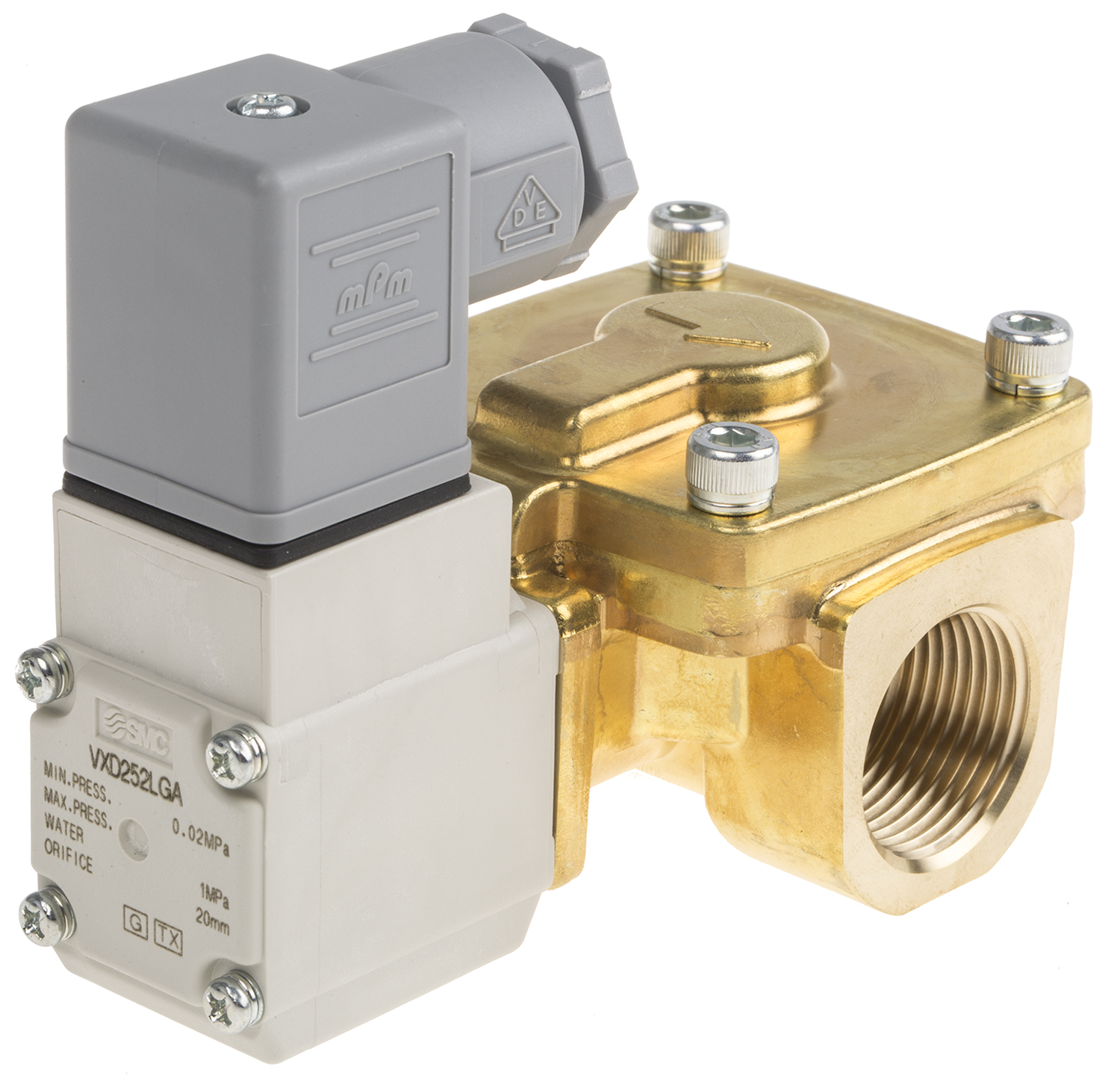 SMC 2/2 Pneumatic Solenoid Valve - Solenoid/Pilot/Spring G 3/4 VXD Series 24V dc