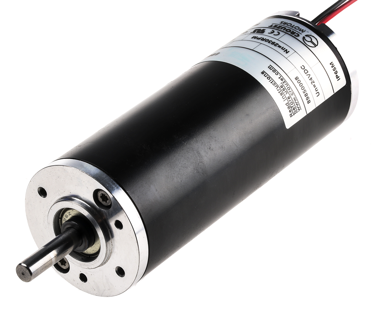 Crouzet Brushed DC Motor, 51 W, 24 V dc, 110 mNm, 3000 rpm, 6mm Shaft Diameter