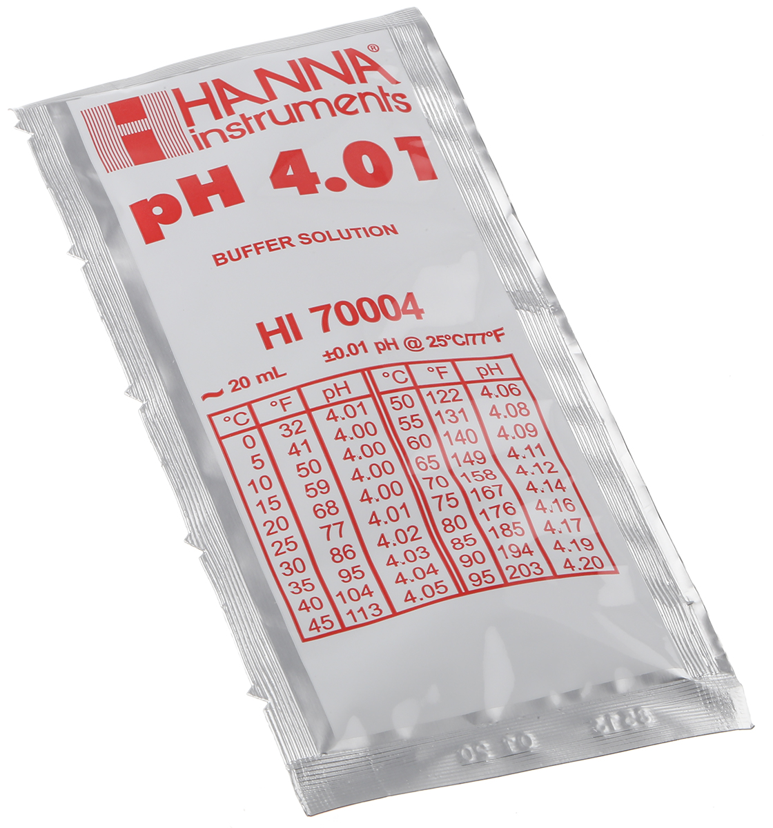 Hanna Instruments HI70004C pH Buffer Solution, 20ml Sachet, 4.01