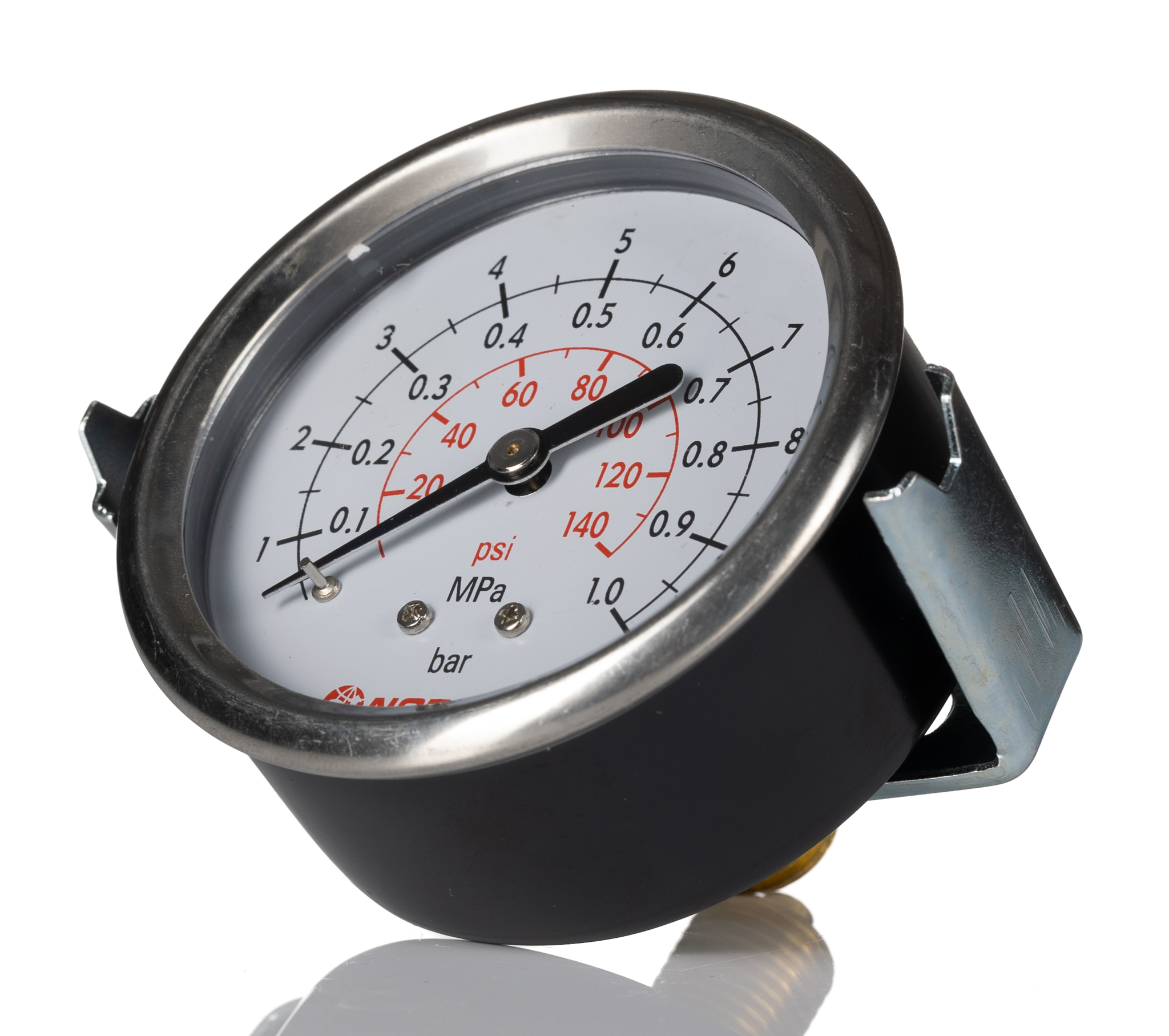 Norgren G 1/4 Analogue Pressure Gauge 10bar Back Entry 63mm Outside Diameter