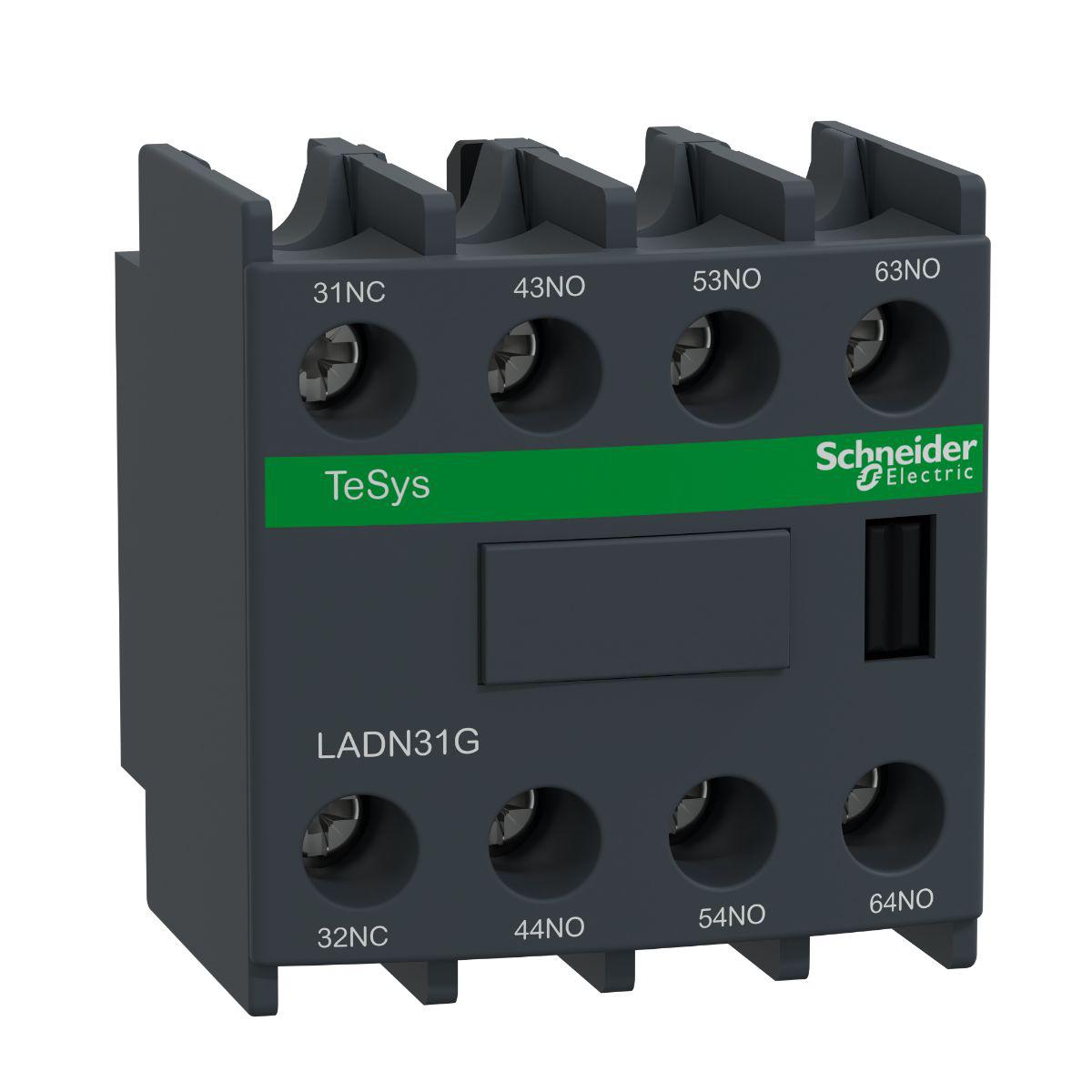 Schneider Electric Auxiliary Contact Block, 4 Contact, 3NO + 1NC, Front Mount, TeSys LADN