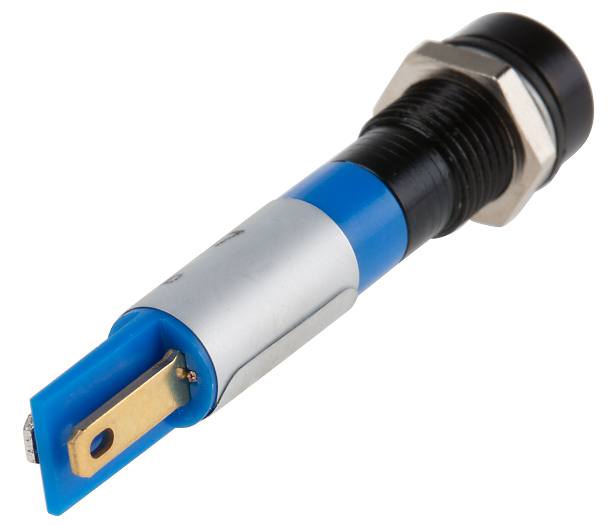 RS PRO Blue Panel Mount Indicator, 24V dc, 8mm Mounting Hole Size, Solder Tab Termination, IP67