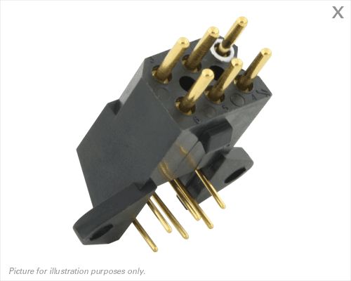 Souriau Sunbank by Eaton SMS Series Right Angle PCB Mount PCB Socket, 6-Contact, 2-Row, 5.08mm Pitch, Solder Termination