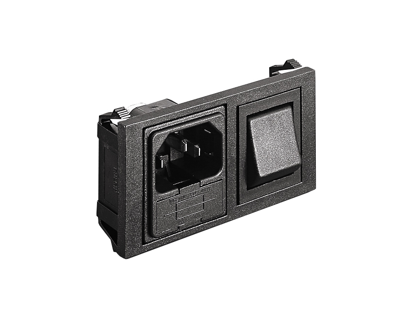 Bulgin Snap-In IEC Connector Male, 10A, 250 V, Fuse Size 5 x 20mm