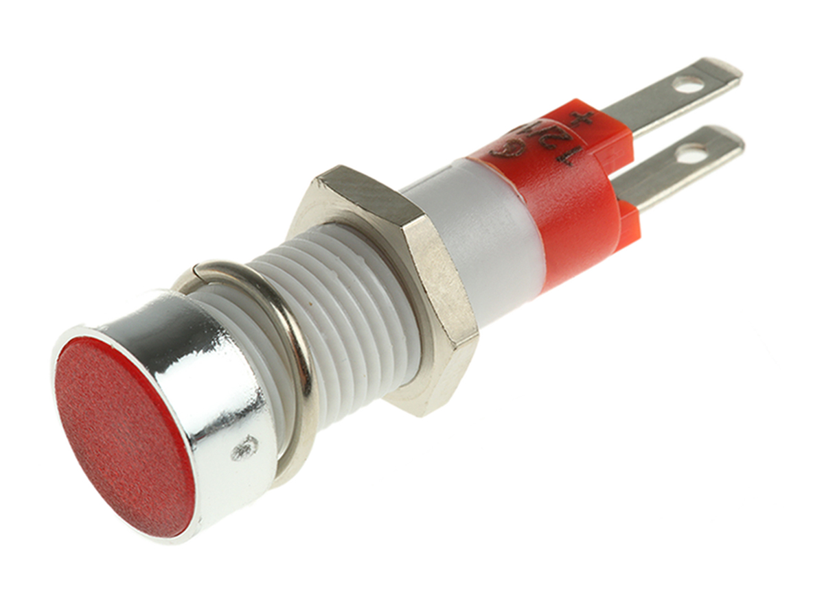Signal Construct Red Panel Mount Indicator, 12 → 14V, 8mm Mounting Hole Size