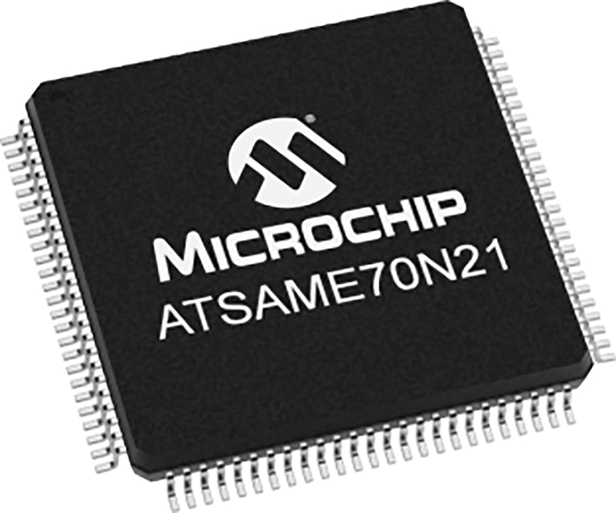 Microchip ATSAME70N21A-AN, 32 bit ARM Cortex M7, SAM E70 Microcontroller, 300 MHz, 2MB FLASH, 100-Pin LQFP